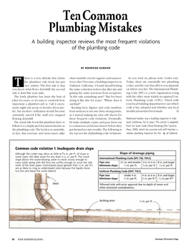 Ten Common Plumbing Mistakes a Building Inspector Reviews the Most Frequent Violations of the Plumbing Code