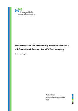 Market Research and Market Entry Recommendations in UK, Poland, and Germany for a Fintech Company