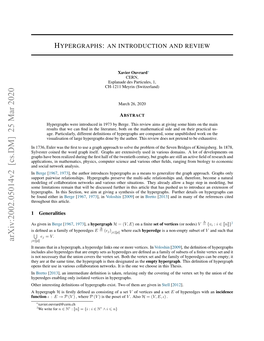 Hypergraphs: an Introduction and Review