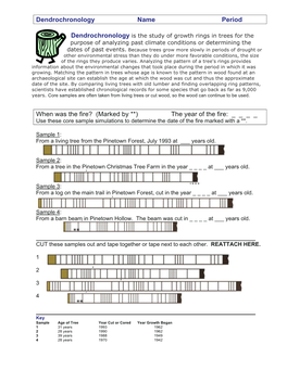 Dendrochronology Worksheet