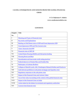 Causes, Consequences and Lessons from the Global Financial Crisis