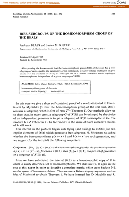 Free Subgroups of the Homeomorphism Group of the Reals