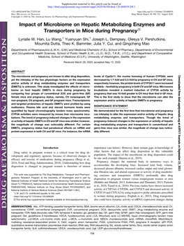 Impact of Microbiome on Hepatic Metabolizing Enzymes and Transporters in Mice During Pregnancy S