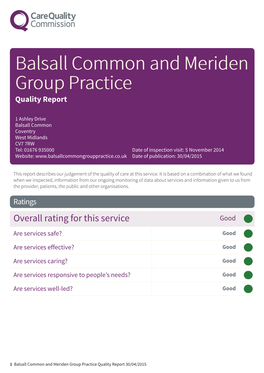 Balsall Common and Meriden Group Practice Scheduled Report