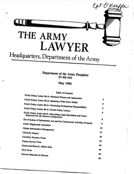 The Army Lawyer (ISSN 0364-1287) Editor Captain David R