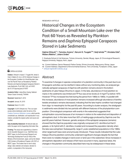 Historical Changes in the Ecosystem Condition of a Small Mountain Lake