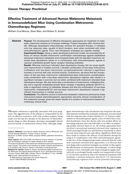 Effective Treatment of Advanced Human Melanoma Metastasis In