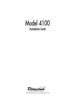 Model 4100 Installation Guide