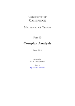 Complex Analysis