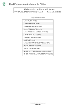 Calendario De Competición