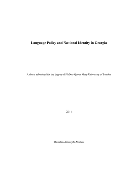 Language Policy and National Identity in Georgia