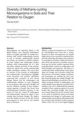 Diversity of Methane-Cycling Microorganisms in Soils and Their Relation to Oxygen