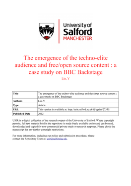 A Case Study on BBC Backstage Lin, Y