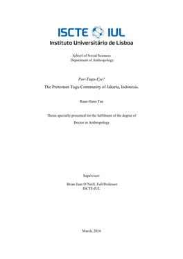 Por-Tugu-Ese? the Protestant Tugu Community of Jakarta, Indonesia