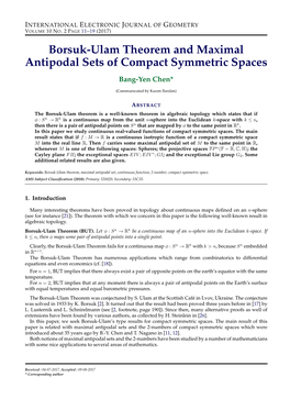 Borsuk-Ulam Theorem and Maximal Antipodal Sets of Compact Symmetric Spaces