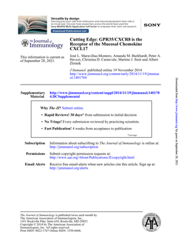 CXCL17 Receptor of the Mucosal Chemokine Cutting Edge