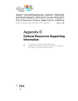 Appendix D Cultural Resources Supporting Information