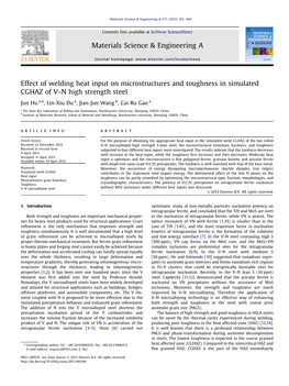 Effect of Welding Heat Input on Microstructures and Toughness in Simulated CGHAZ of V–N High Strength Steel