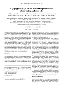 Glycylglycine Plays Critical Roles in the Proliferation of Spermatogonial Stem Cells