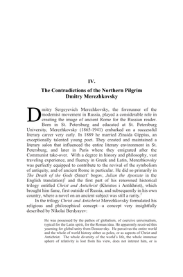 IV. the Contradictions of the Northern Pilgrim Dmitry Merezhkovsky