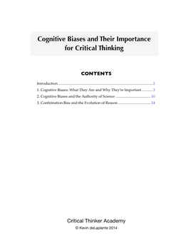 Cognitive Biases and Their Importance for Critical Thinking