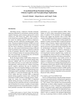 Event-Related Brain Potentials in Depression: Clinical, Cognitive and Neurophysiologic Implications