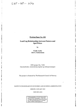 Lead Lag Relationships Between Futures and Spot Prices