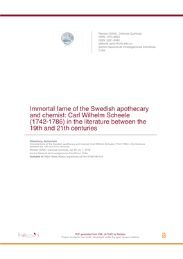 Carl Wilhelm Scheele (1742-1786) in the Literature Between the 19Th and 21Th Centuries