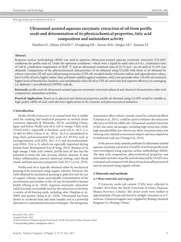 Ultrasound-Assisted Aqueous Enzymatic Extraction of Oil