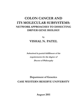 Colon Cancer and Its Molecular Subsystems: Network Approaches to Dissecting Driver Gene Biology