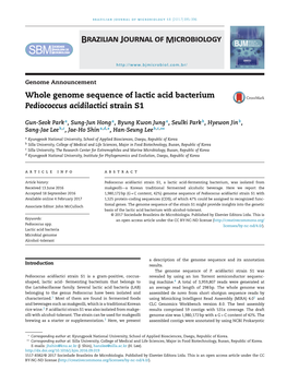 Whole Genome Sequence of Lactic Acid Bacterium