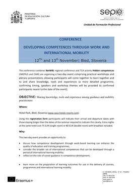 Conference Developing Competences Through Work and International Mobility