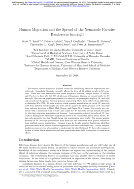 Human Migration and the Spread of the Nematode Parasite Wuchereria Bancrofti