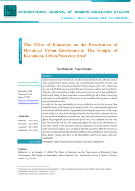 The Sample of Kastamonu Urban Protected Area1 Research Article