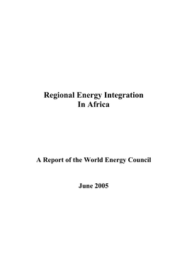 Regional Energy Integration in Africa