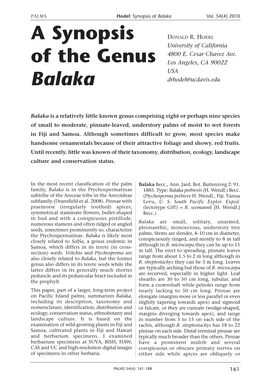 A Synopsis of the Genus Balaka