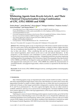 Whitening Agents from Reseda Luteola L. and Their Chemical Characterization Using Combination of CPC, UPLC-HRMS and NMR