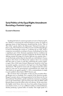 Serial Politics of the Equal Rights Amendment: Revisiting a Feminist Legacy