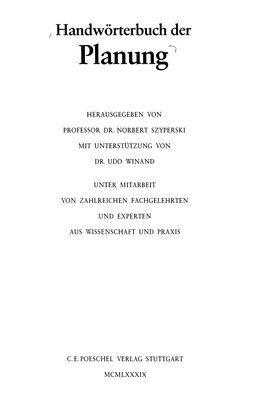 Handwörterbuch Der Planung^