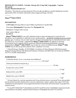 BIOPAR DELTA-FORTE- 1 Nf Units, 50 Mcg Cbl, 2.5 Mg F-Thf, 1