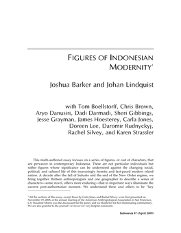 FIGURES of INDONESIAN MODERNITY1 Joshua Barker and Johan Lindquist