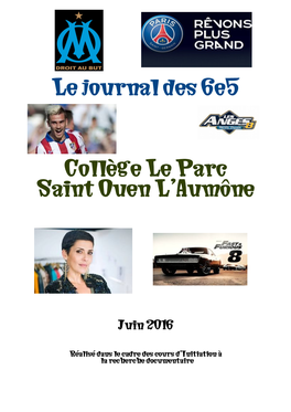 Le Journal Des 6E5 Collège Le Parc Saint Ouen L'aumône