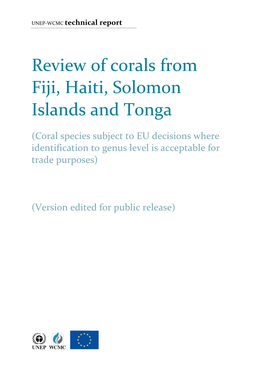 Review of Corals from Fiji, Haiti, Solomon Islands and Tonga