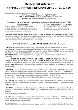 Règlement Intérieur AAPPMA « L’ETOILE DE MONTMEDY » Année 2021