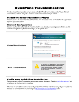 Quicktime Troubleshooting
