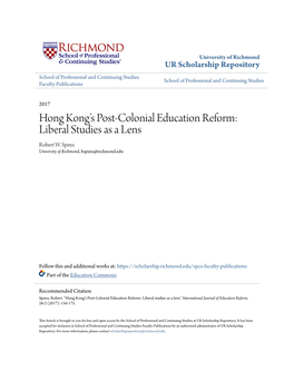 Hong Kong's Post-Colonial Education Reform