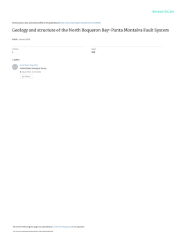 Geology and Structure of the North Boqueron Bay-Punta Montalva Fault System