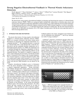 Arxiv:2107.12493V1 [Physics.Ins-Det] 26 Jul 2021 Compensates for Changes in Incident Power, Which Increases the Linearity of the Bolometer