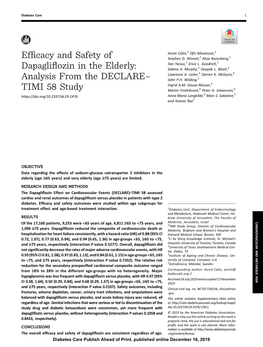 Efficacy and Safety of Dapagliflozin in the Elderly