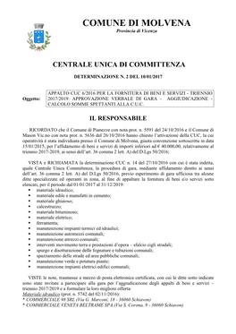 COMUNE DI MOLVENA Provincia Di Vicenza